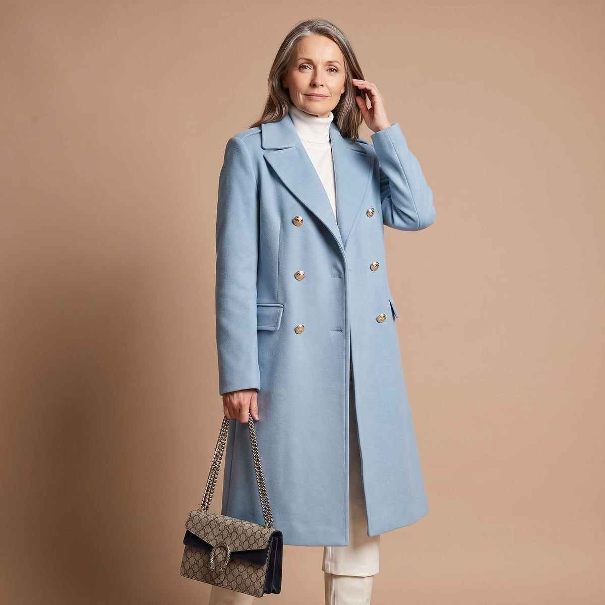Crystal | Women's Double-Breasted Wool Blend Notch Lapel Winter Coat
