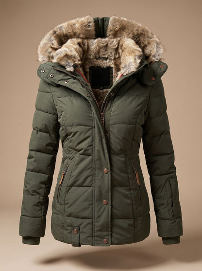 Ainsley | Women's Faux Fur Hood Plus Size Quilted Puffer Winter Coat