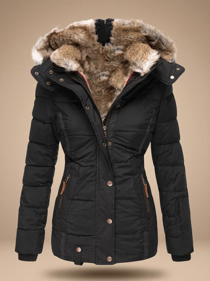 Ainsley | Women's Faux Fur Hood Plus Size Quilted Puffer Winter Coat