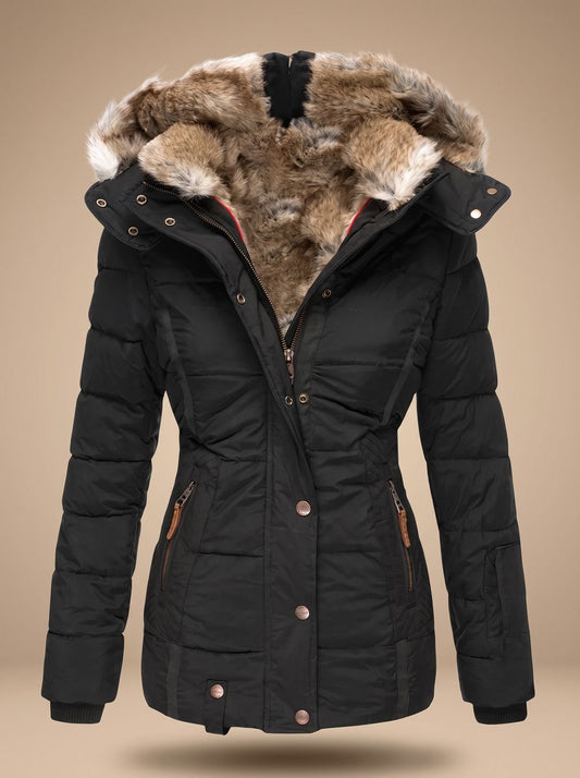 Ainsley | Women's Faux Fur Hood Plus Size Quilted Puffer Winter Coat