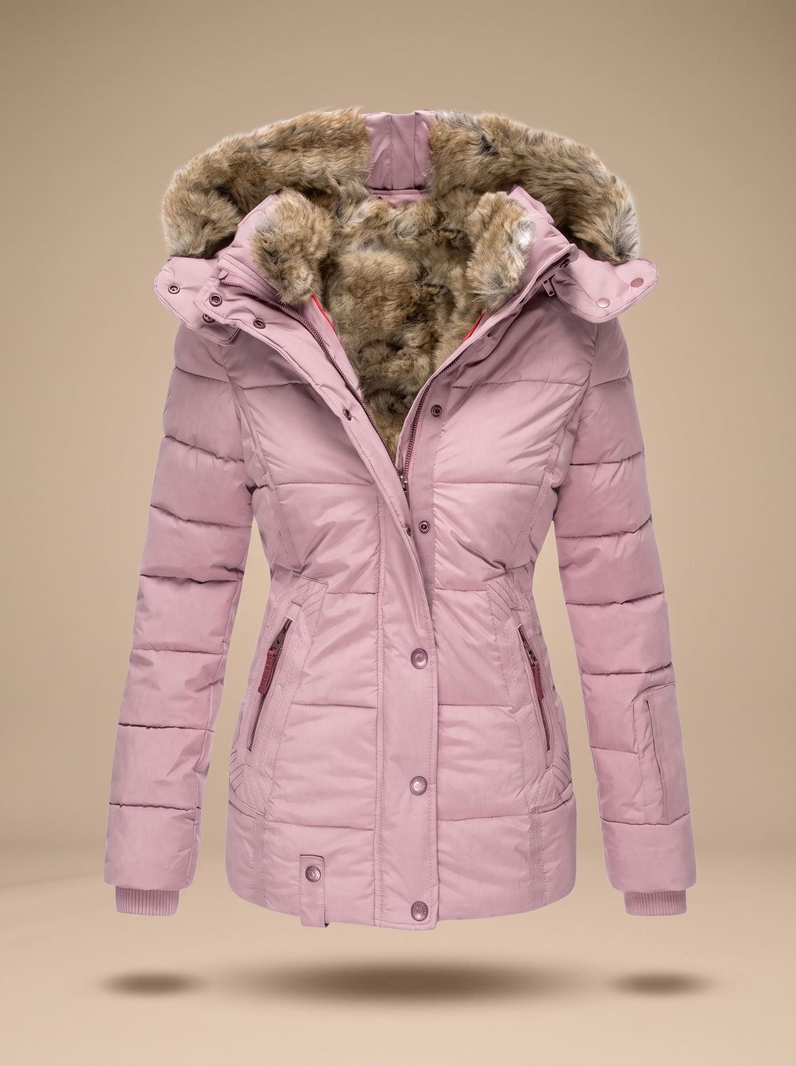 Ainsley | Women's Faux Fur Hood Plus Size Quilted Puffer Winter Coat