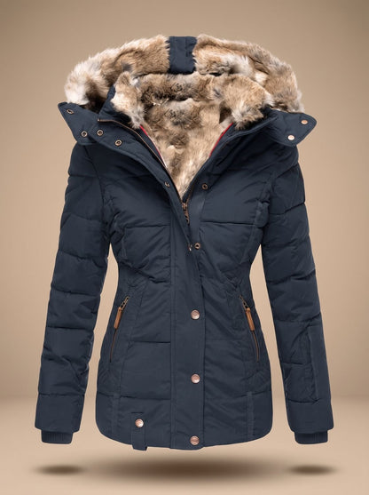 Ainsley | Women's Faux Fur Hood Plus Size Quilted Puffer Winter Coat