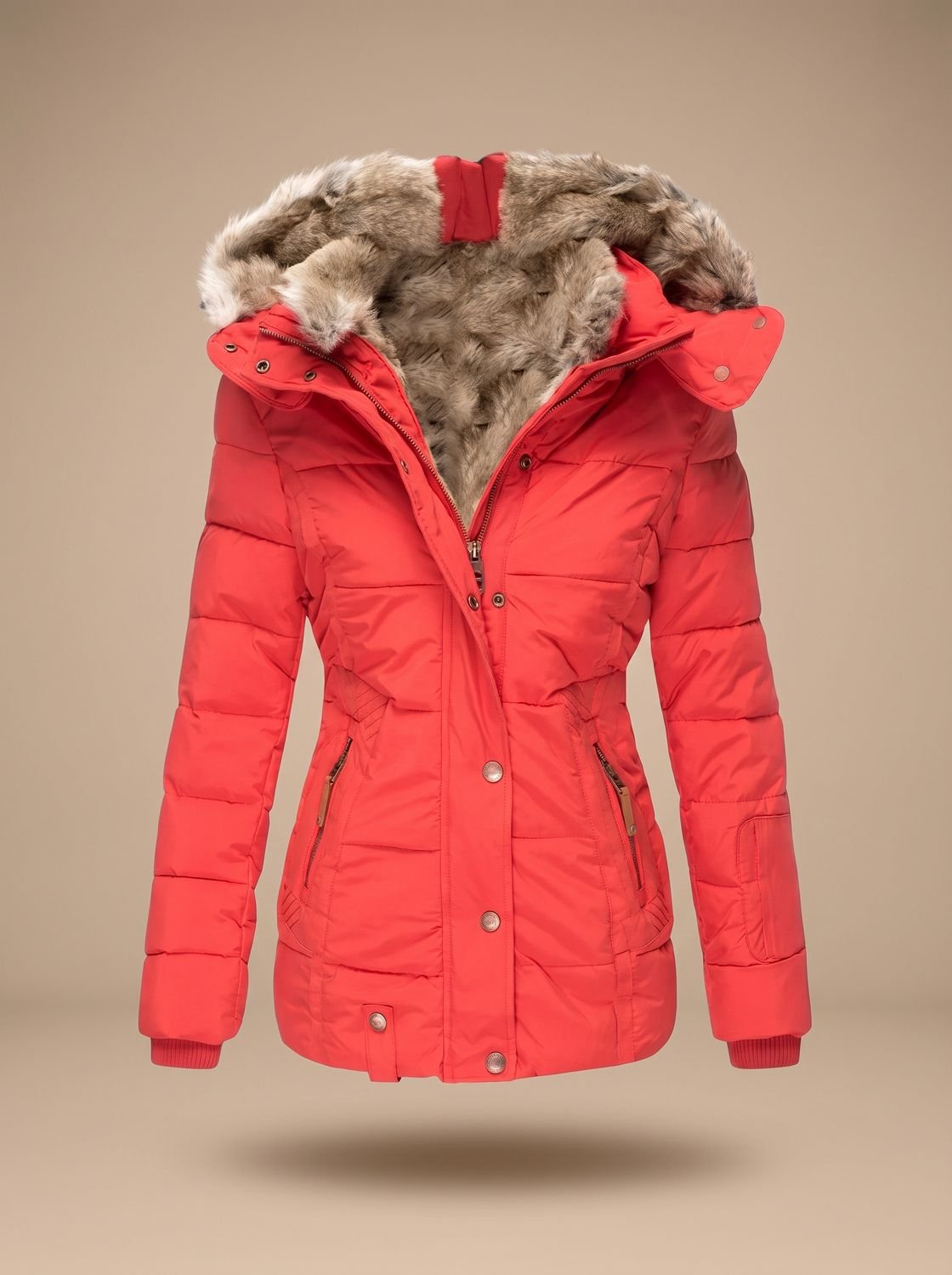 Ainsley | Women's Faux Fur Hood Plus Size Quilted Puffer Winter Coat