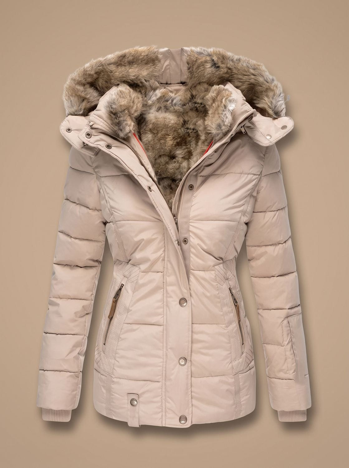 Ainsley | Women's Faux Fur Hood Plus Size Quilted Puffer Winter Coat