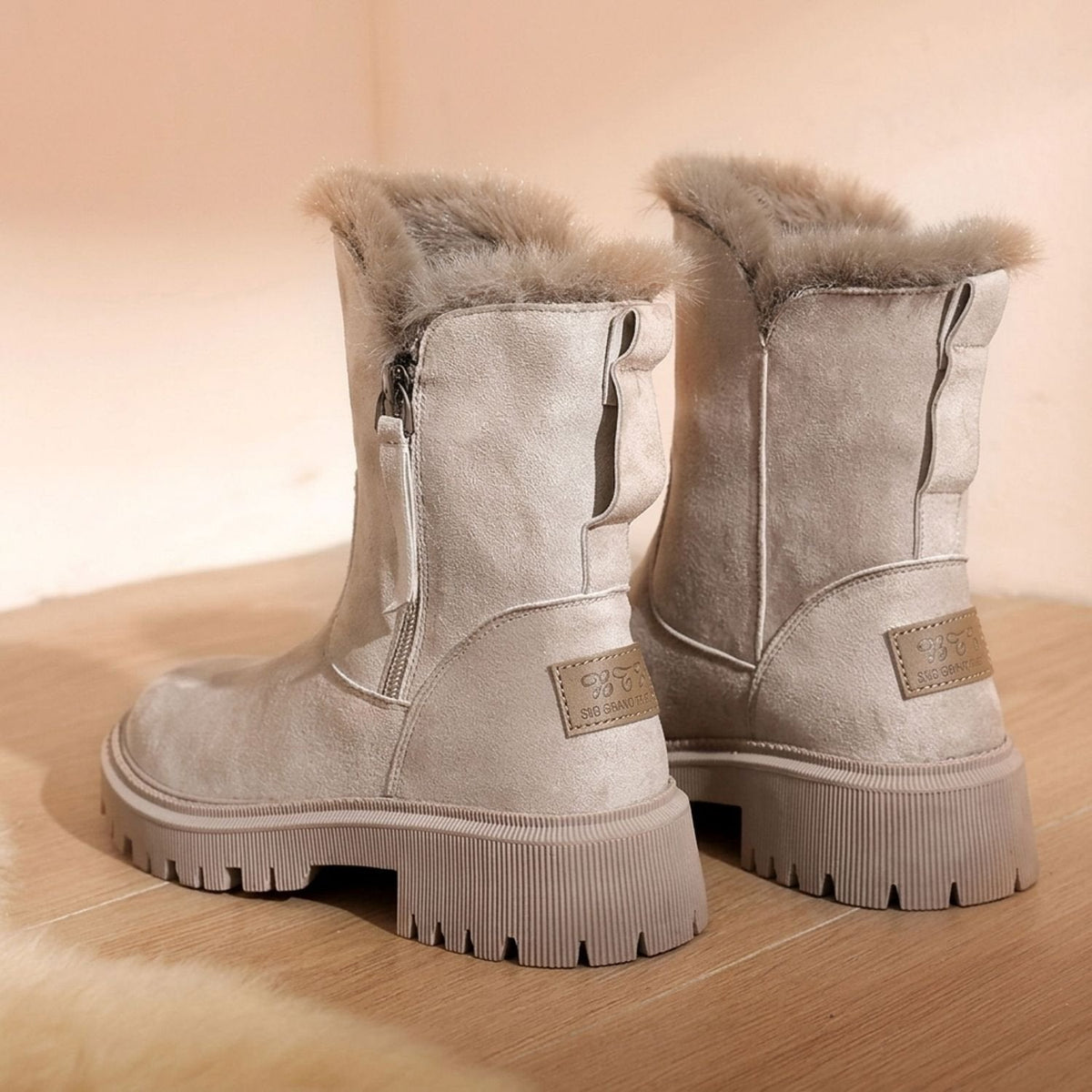 Fernande | Women's Faux Fur Suede-Look Lug Sole Winter High Ankle Boot