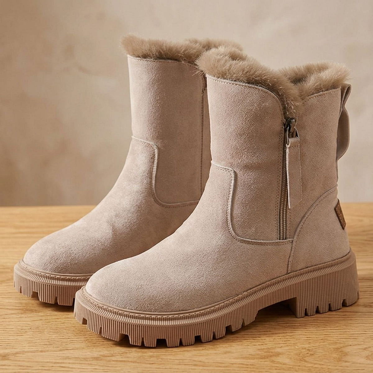 Fernande | Women's Faux Fur Suede-Look Lug Sole Winter High Ankle Boot