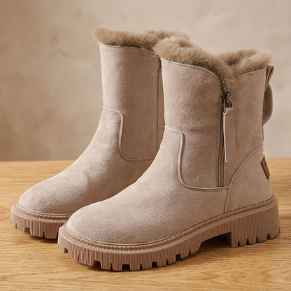 Fernande | Women's Faux Fur Suede-Look Lug Sole Winter High Ankle Boot
