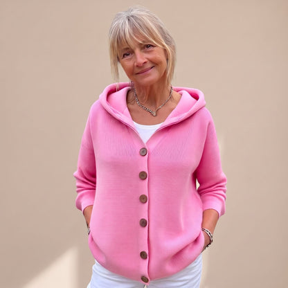 Denver | Women's Hooded Relaxed Fit Button Up Knit Cardigan Sweater