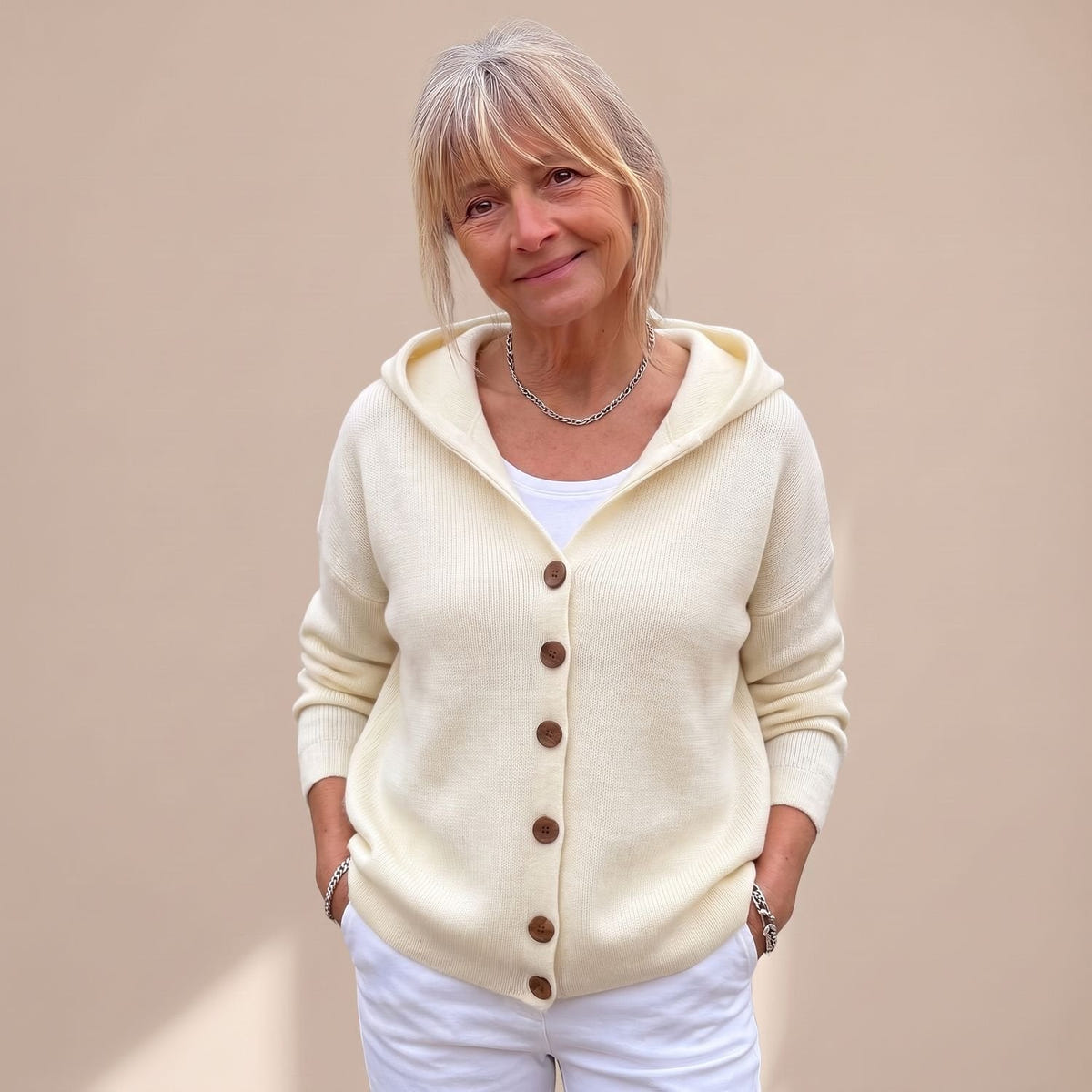 Denver | Women's Hooded Relaxed Fit Button Up Knit Cardigan Sweater