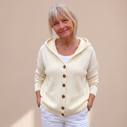 Denver | Women's Hooded Relaxed Fit Button Up Knit Cardigan Sweater