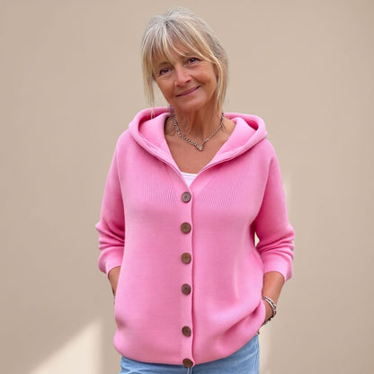 Denver | Women's Hooded Relaxed Fit Button Up Knit Cardigan Sweater