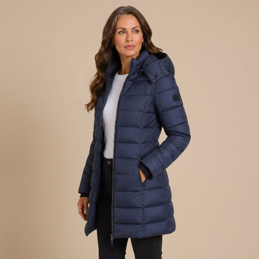 Claudia | Women's Hooded Winter Quilted Long Puffer Coat