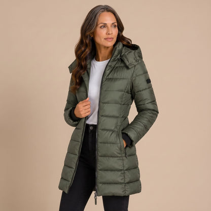 Claudia | Women's Hooded Winter Quilted Long Puffer Coat