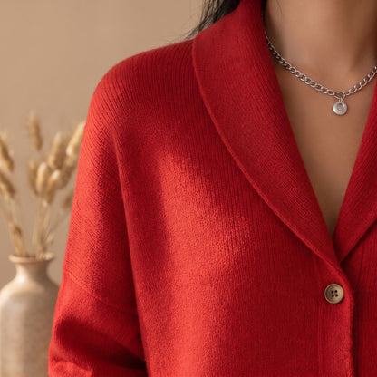 Delia | Women's Polo Collar Relaxed Knit Button Up Cardigan