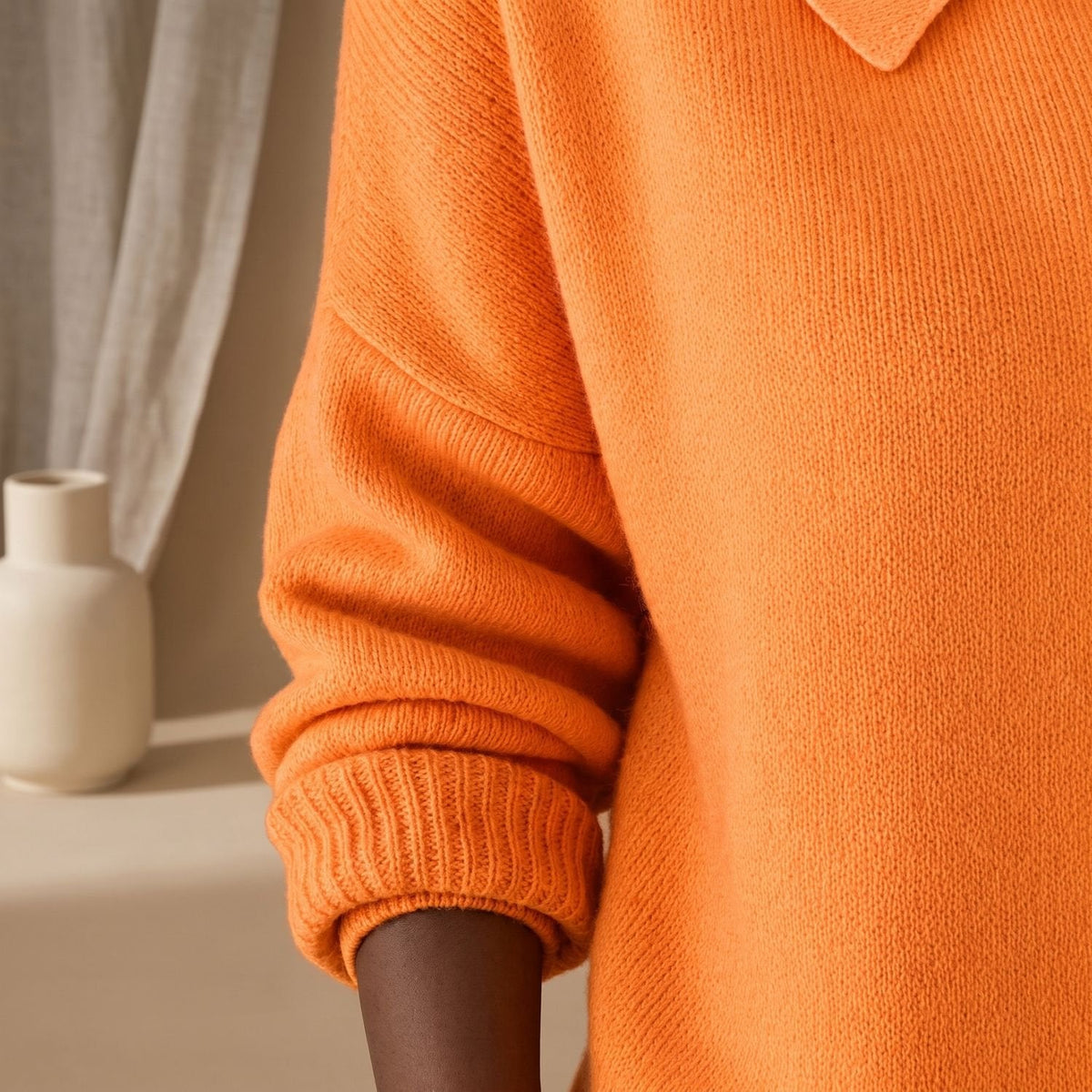 Delia | Women's Polo Collar Relaxed Knit Button Up Cardigan