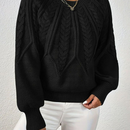 Sophia | Women's Relaxed Lantern Sleeve Cable Knit Pullover Sweater