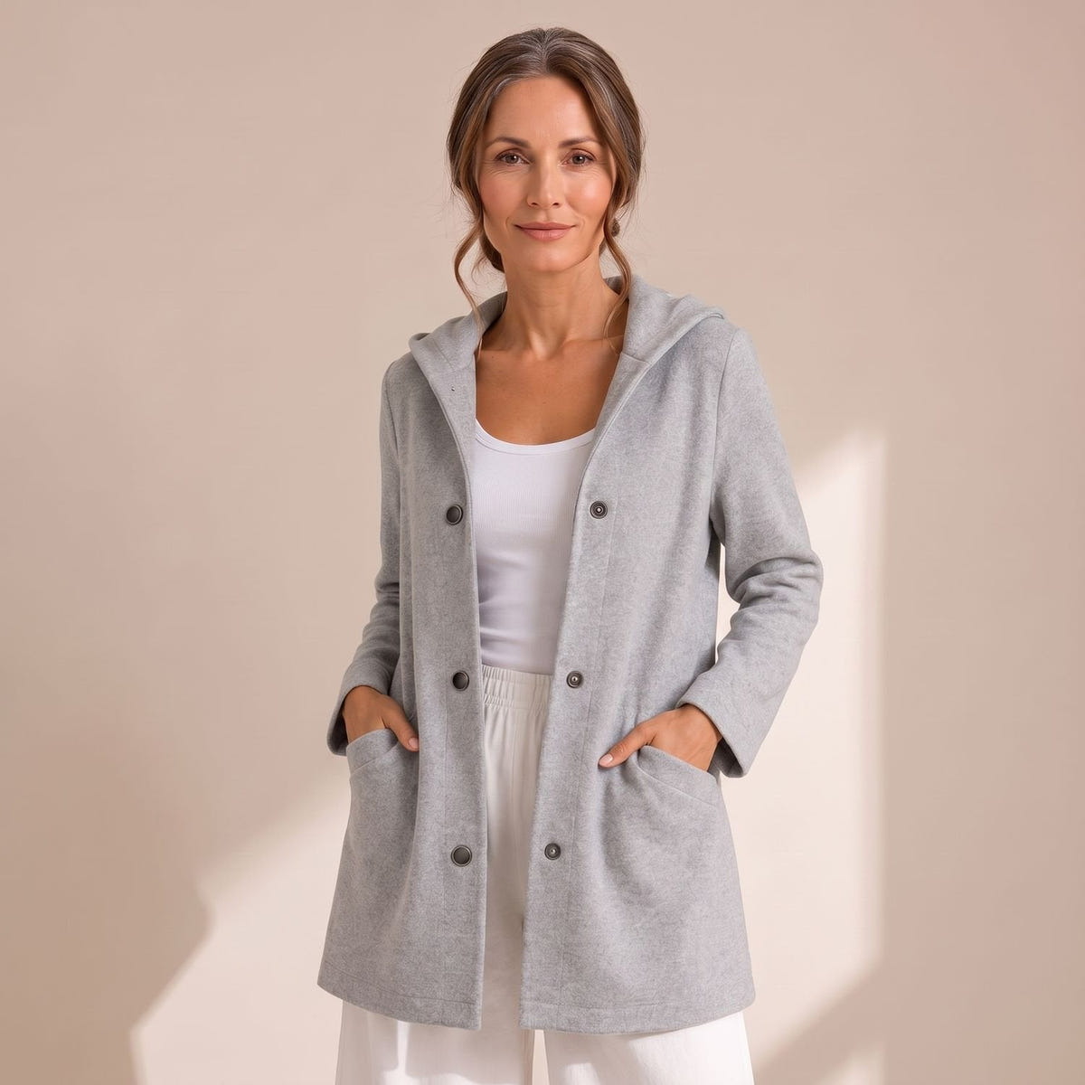 Diana | Women's Relaxed Hooded Button Up Cardigan Coat