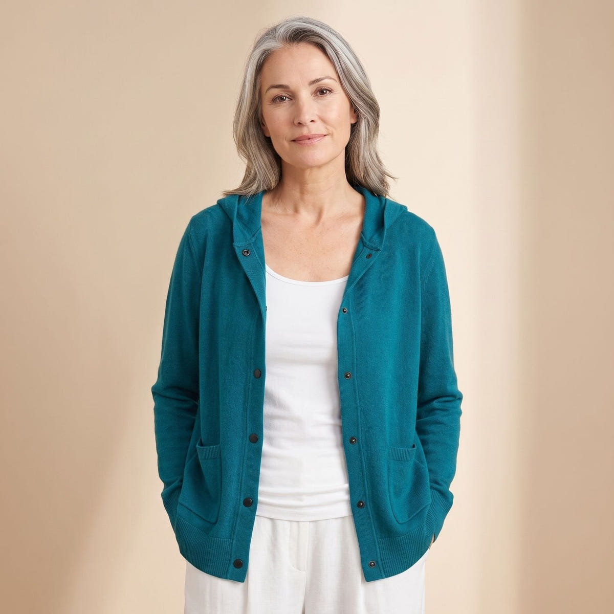 Diana | Women's Relaxed Hooded Button Up Cardigan Coat