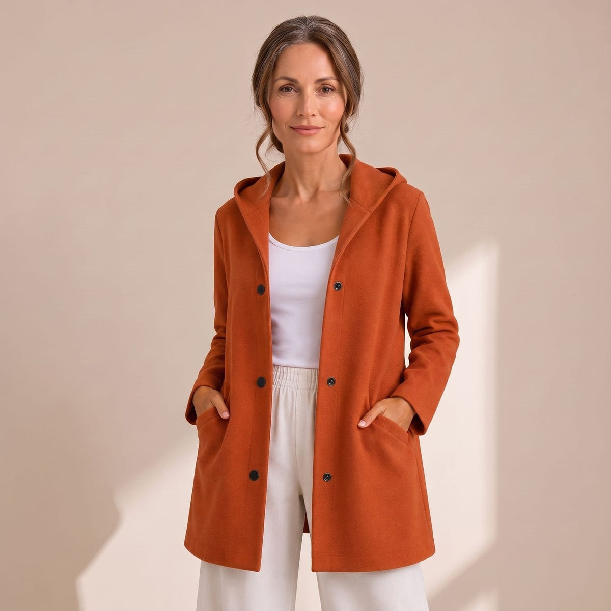 Diana | Women's Relaxed Hooded Button Up Cardigan Coat