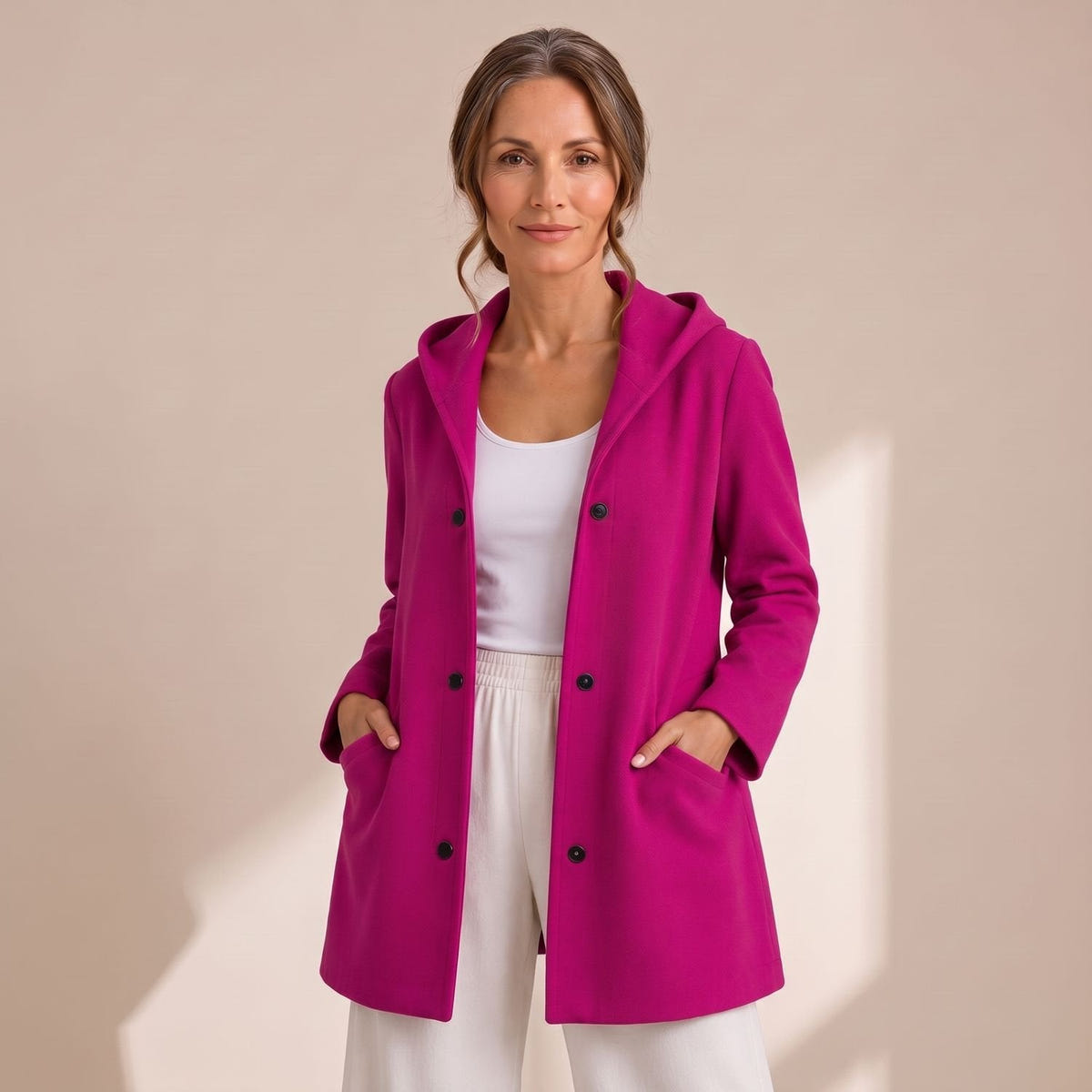 Diana | Women's Relaxed Hooded Button Up Cardigan Coat