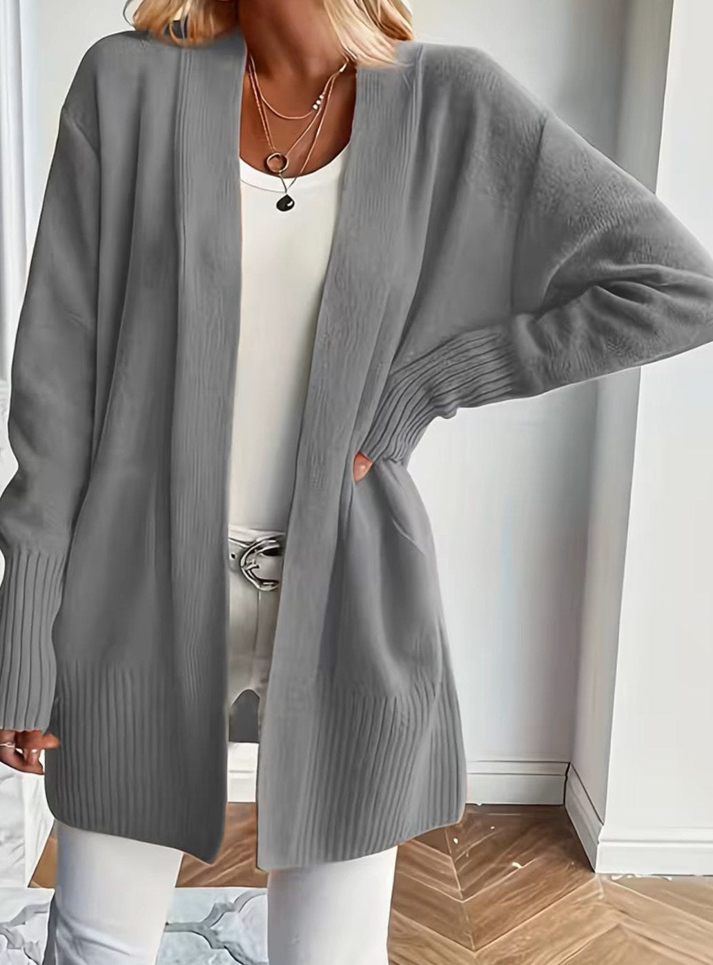 Harper | Women's Relaxed Open-Front Long Knit Cardigan Sweater