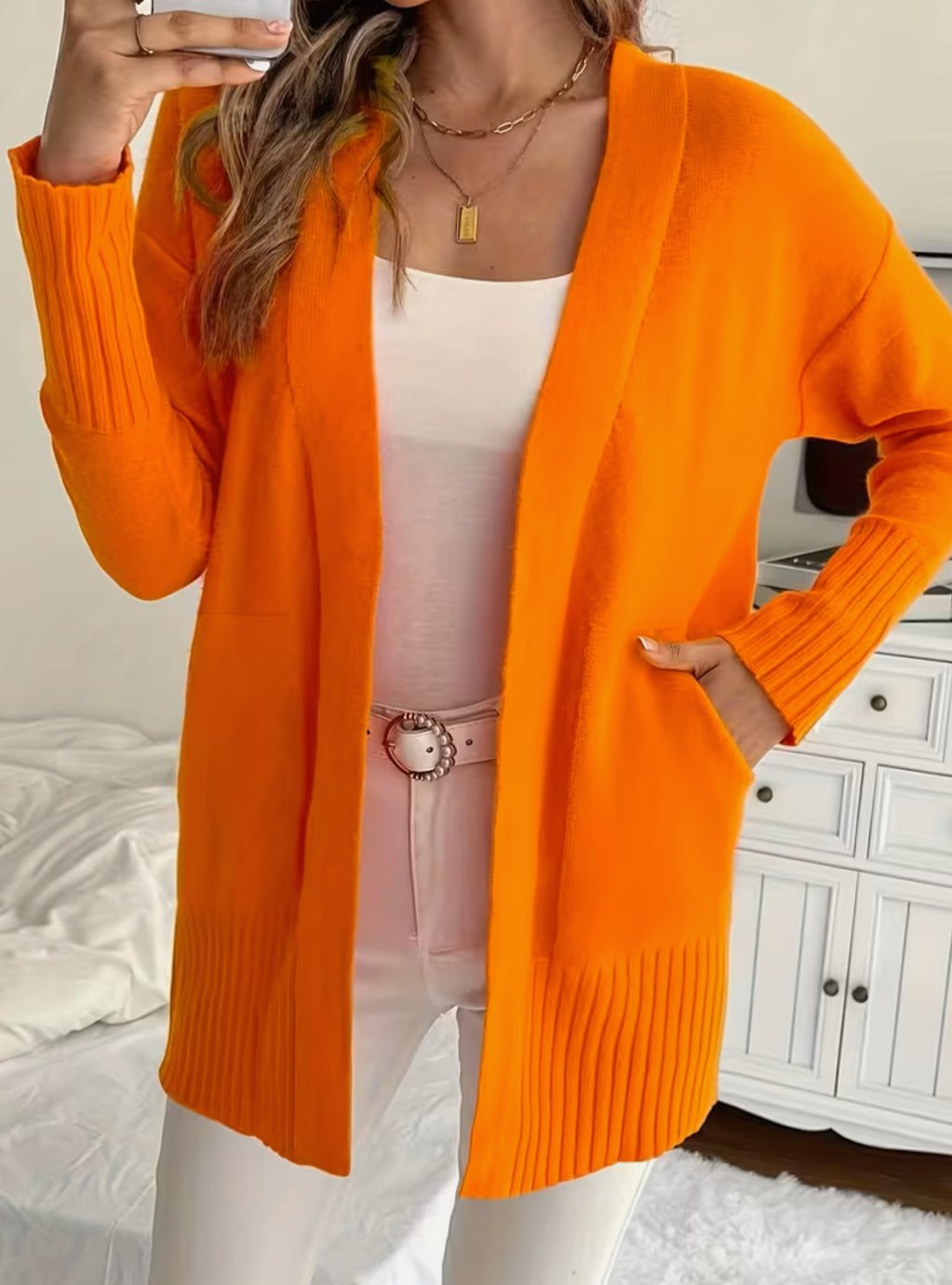 Harper | Women's Relaxed Open-Front Long Knit Cardigan Sweater
