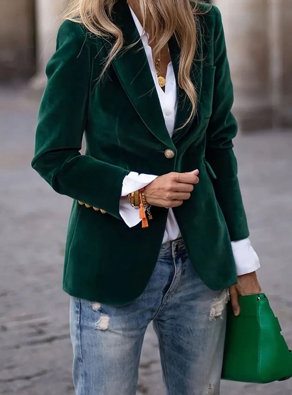Ravenna | Women's Velvet Single-Button Notch Lapel Tailored Fitted Blazer